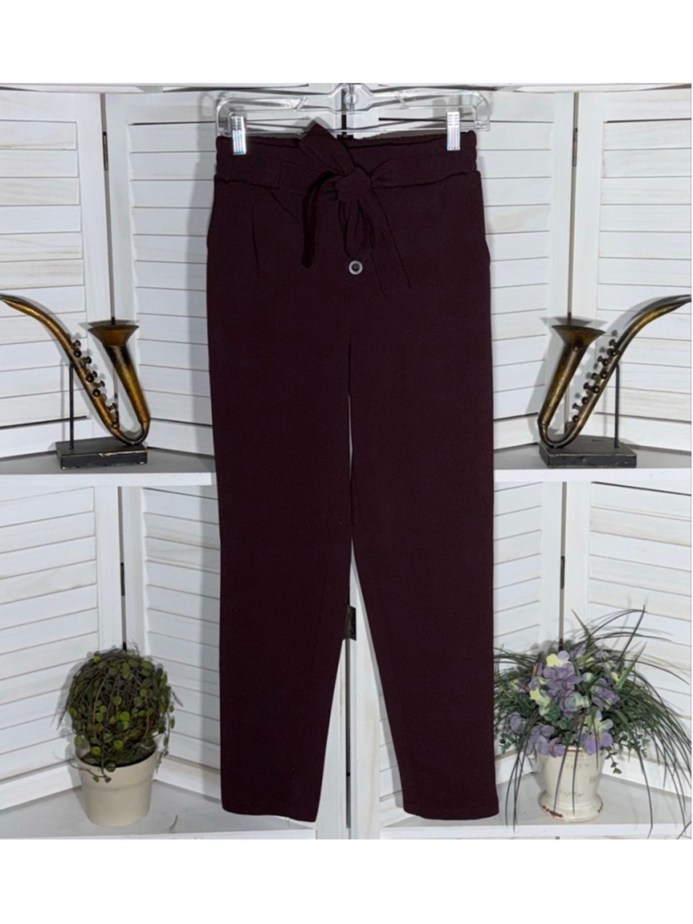 Hot Kiss vintage pants high rise wide leg burgundy mod 90s grunge preppy academy